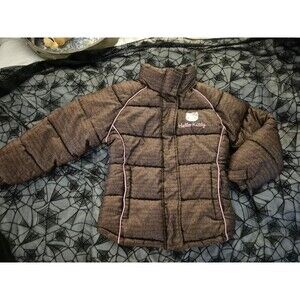 Sanrio Girls Coat Brown Hello Kitty Puffer Jacket - Size S 7 / 8